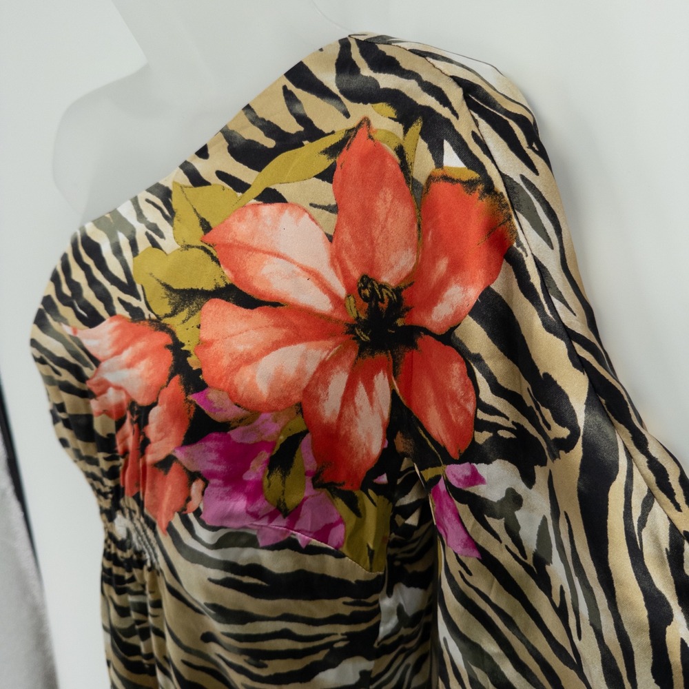 Vintage Y2K Cache One Shoulder Top Women M Silk Animal Print Mob 2000s Party - Picture 14 of 14